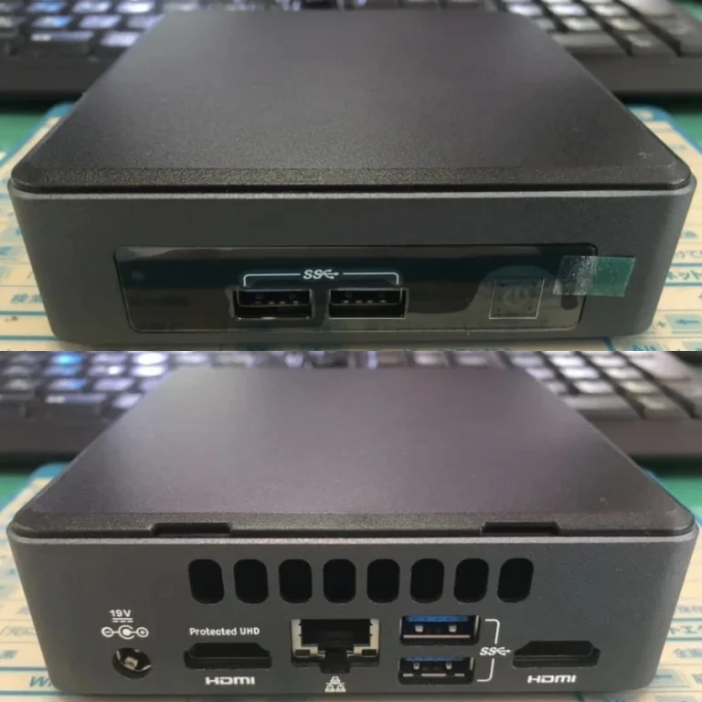 Intel NUC s priključcima na prednjoj i stražnjoj strani